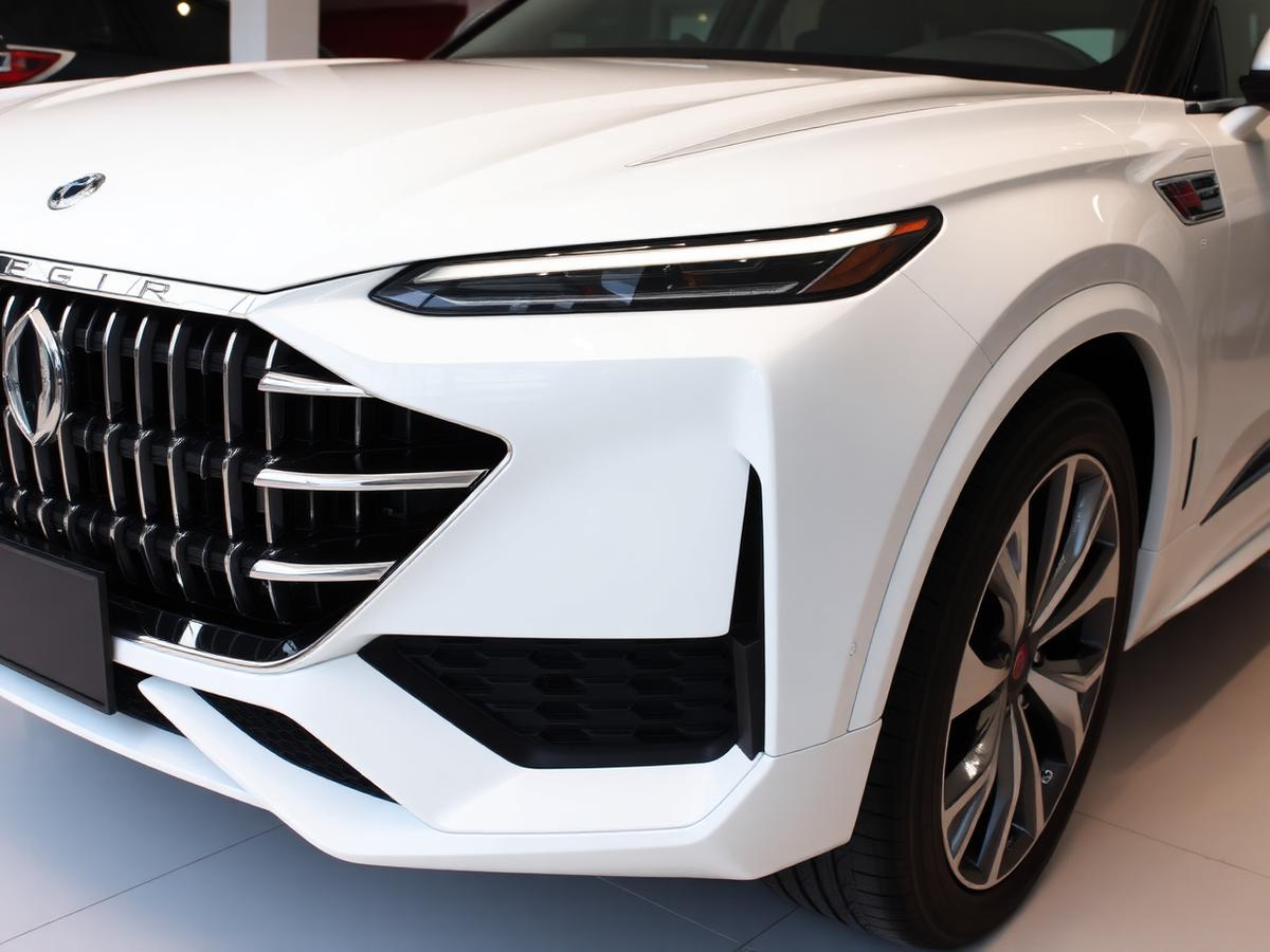 White luxury SUV front detail